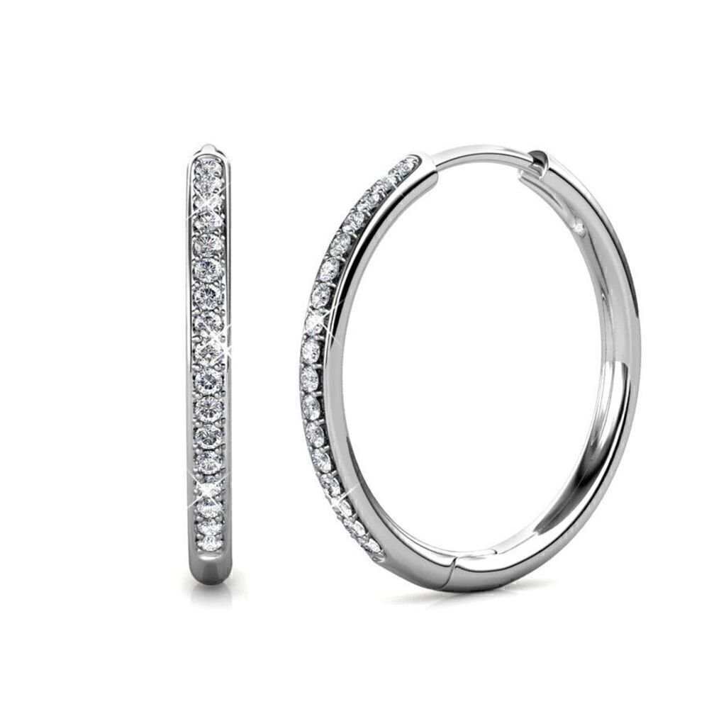 New Cate & Chloe Bianca 18k White Gold Plated Silver Hoop Earrings with Simulate